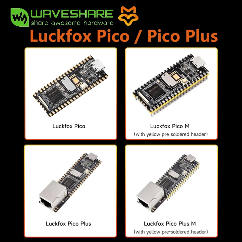 

LuckFox Pico / Pico Plus RV1103 Linux Micro Deve Board, Integrates ARM Cortex-A7/RISC-V MCU/NPU/ISP Processors, Pinheader Option