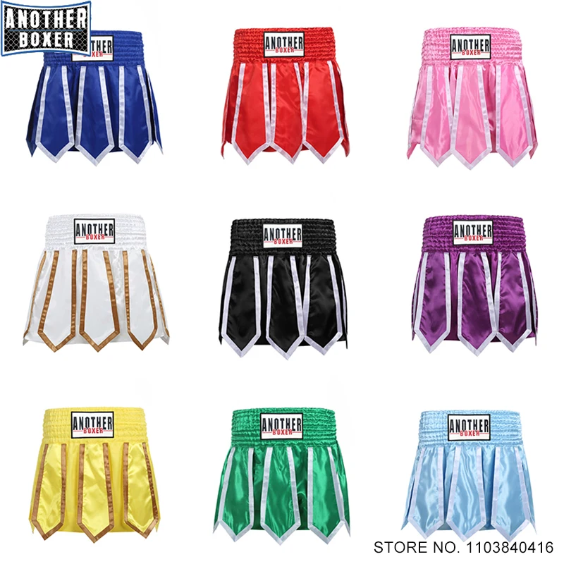 Muay Thai Shorts Premium Lotus Ribbons Thai Boxing Shorts Women Kids Fight Kickboxing Pants Gym Martial Arts MMA Workout Clothes