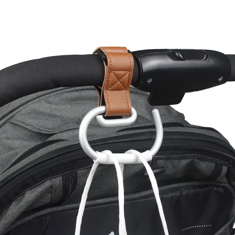 New PU Leather Stroller Hooks Rotate 360 Degrees Multifunctional Leather Hooks for Bags Stroller Accessories Christmas Gift