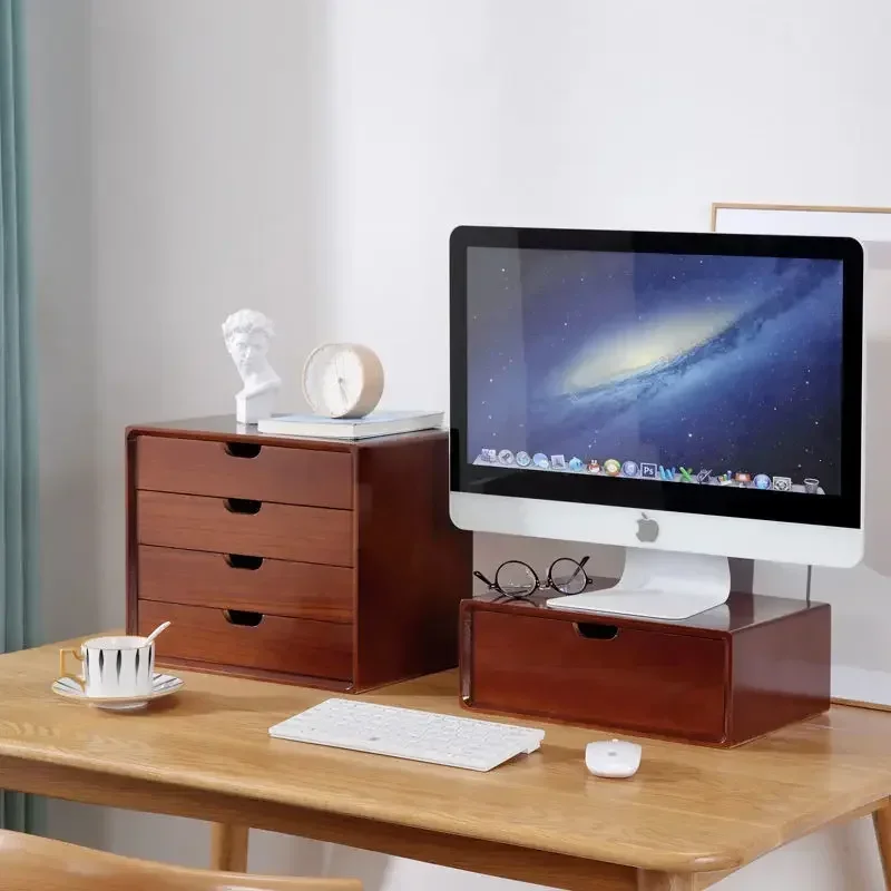 Advanced  Solid Wood Desktop Storage Drawer Multi-layer Cabinet Office  Nordic Style Functional Office Organizer