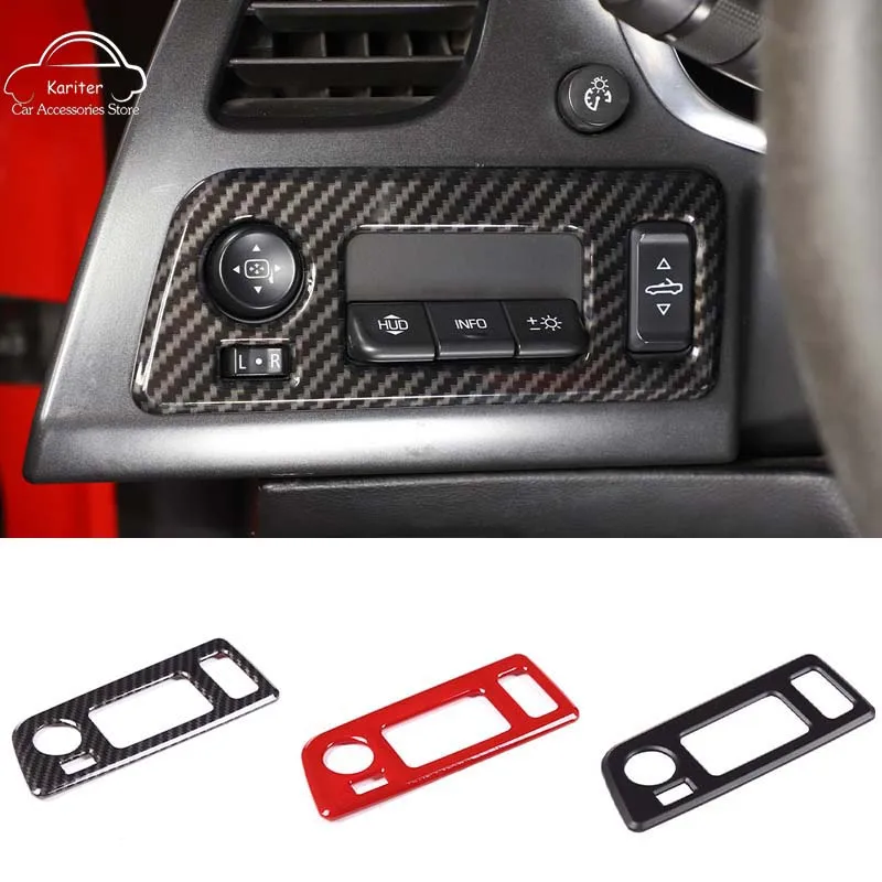 

For Chevrolet Corvette C7 2014-2019 ABS Carbon Fiber Car Interior Convertible Switch Adjustment Button Frame Sticker Auto Parts