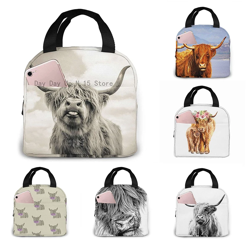 

Funny Highland Cow Lunch Bags for Men Women Insulated Lunch Box Cooler Tote Bag for Work Travel Picnic, Multicolor