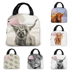 Funny Highland Cow Lunch Bags for Men Women Insulated Lunch Box Cooler Tote Bag for Work Travel Picnic, Multicolor