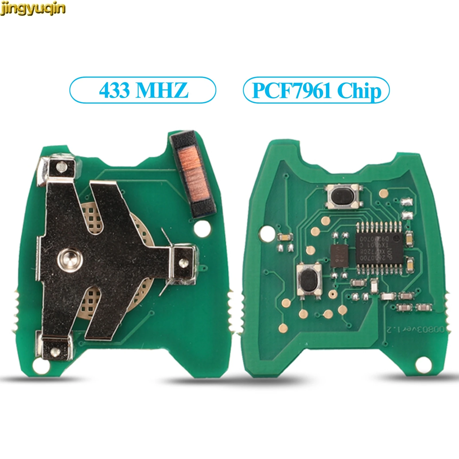 Jingyuqin Fernbedienung Auto Schlüssel Platine FRAGEN 433MHZ Mit PCF7961 Transponder Chip Für PEUGEOT 206 307 2 Tasten Controller