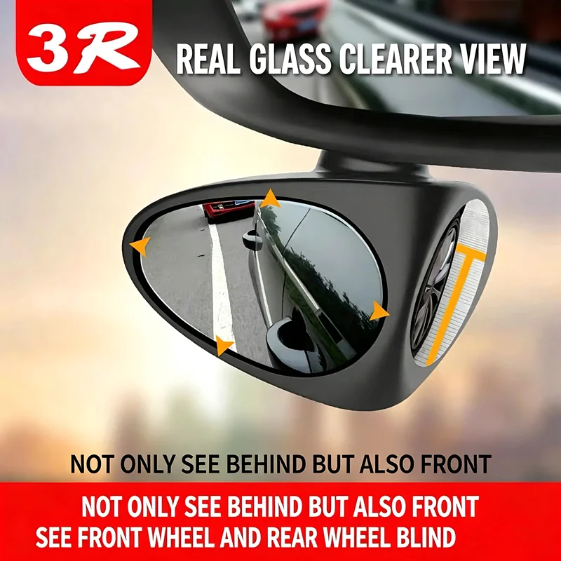 1/2Pcs Car Rearview Mirror Blind Spot Mirror Front and Rear Wheels 360° Adjustable Wideangle Blind Spot Reflective Reversing