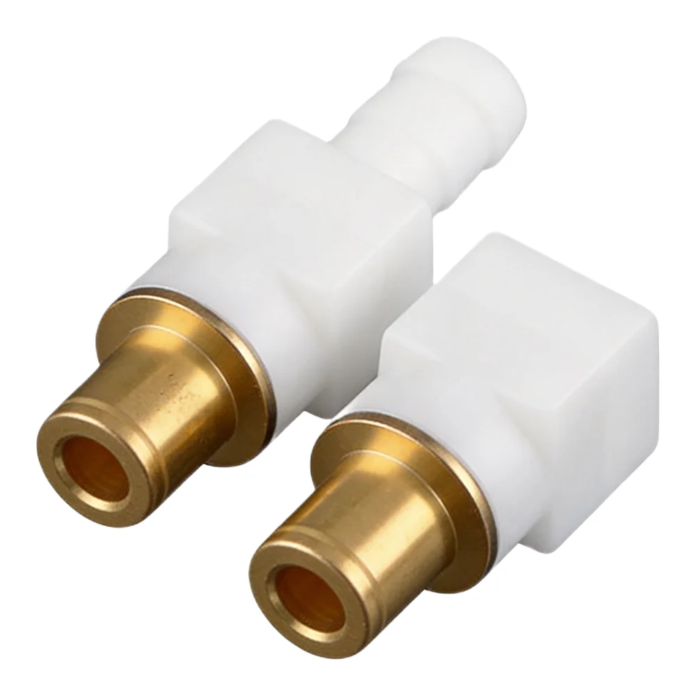 2 Piece Fuel Elbow Connector for 1/4 in Fuel Hose Line Metal Carburetor Side Approx 5/16 in Plastic Nipple for 1/4 in Tube