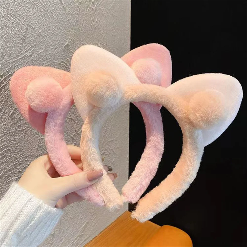 Cute Cat Ear Hair Hoop Plush Headband Makeup Wash Face Head Band For Girls Cartoon Party Cosplay Costume Prop Hair Accessories