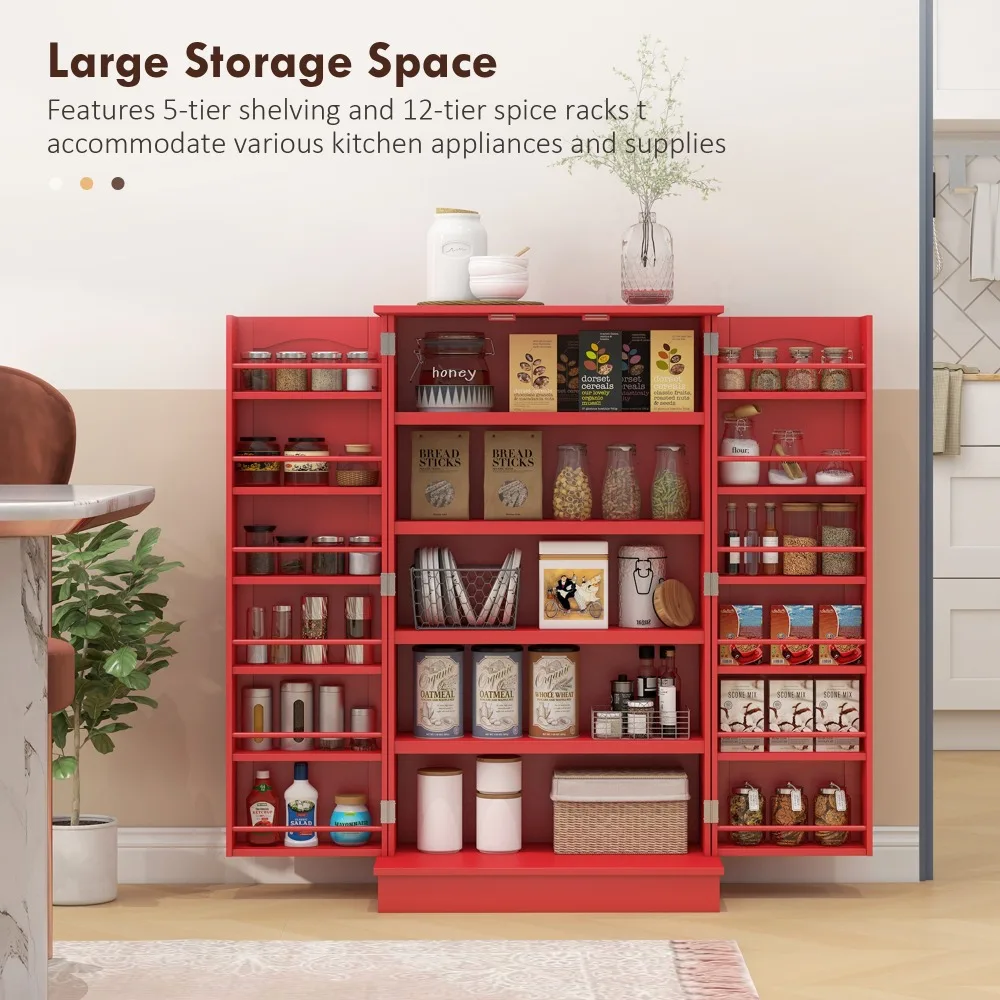 Кухонный шкаф для хранения кладовой с 5-уровневыми стеллажами, 12 стеллажами для специй
