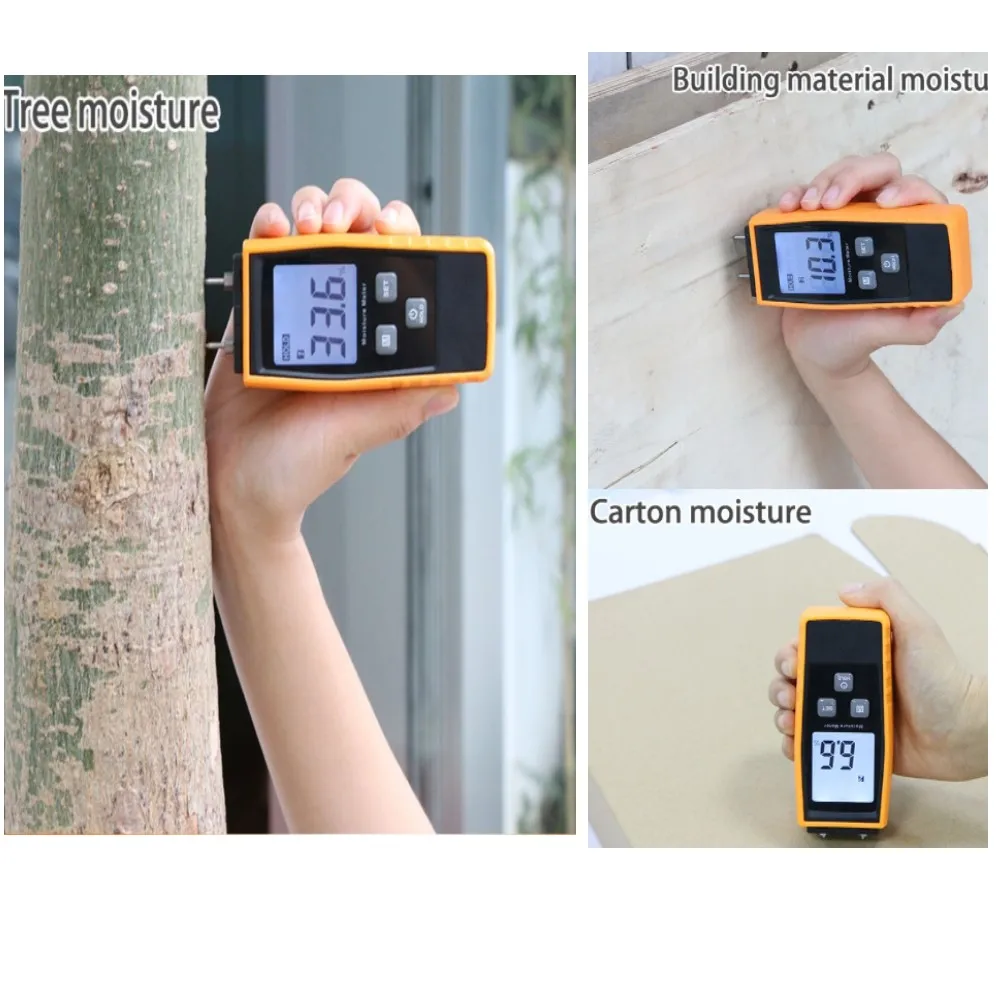 RZ660 0-80% Two Pins Digital Wood Moisture Meter Wood Humidity Tester Hygrometer Timber Damp Detector LCD Display Wood Working