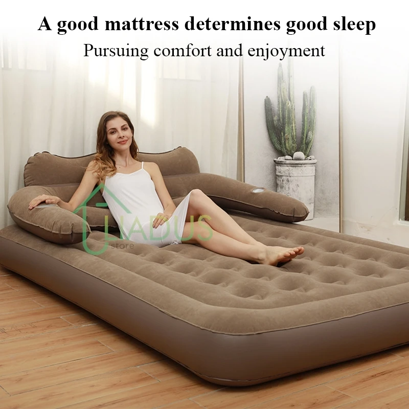 高級インフレータブルエアマットレス,PVCスリーピングマットレス,2人用キャンプベッド,ポンプ内蔵,厚手の車用
