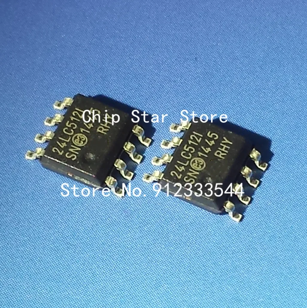 5-100 piezas 24LC512-I/SN 24LC512T-I/SN 24LC512 SOIC8 EEPROM 512 Kbit 64K x 8bit Serial I2C (2-Wire) 400kHz 100% nuevo y original