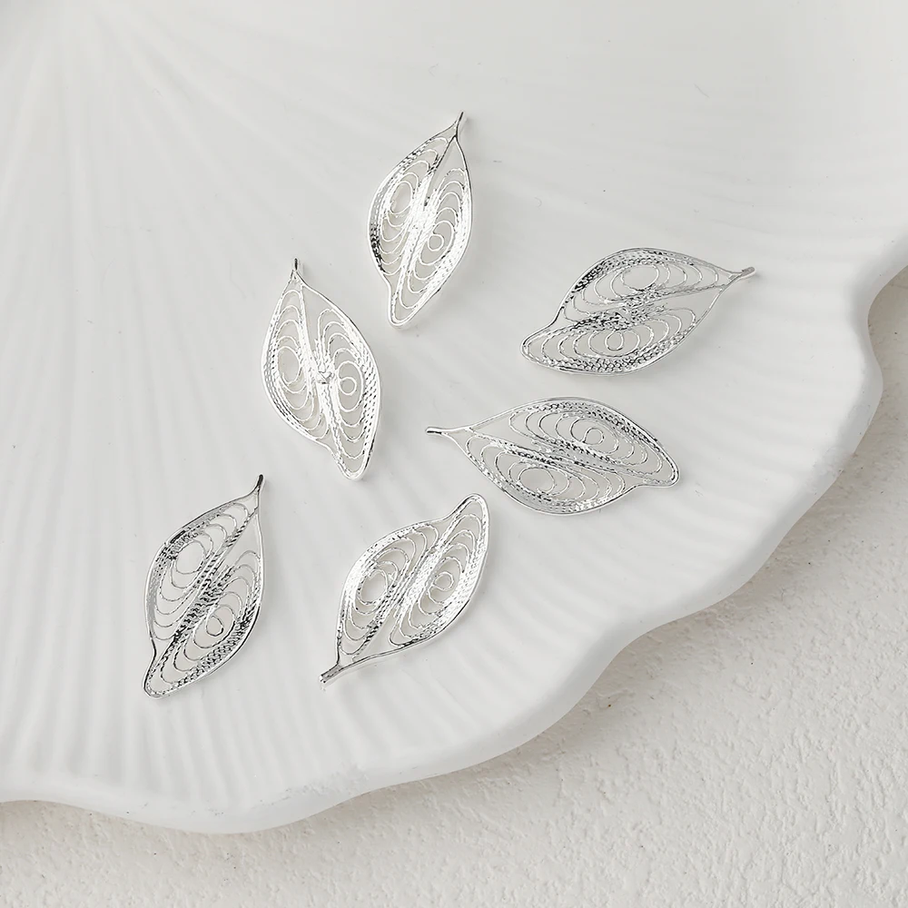 4 قطعة 14K مطلية بالذهب النحاس خمر الجوف ليف قلادة قلادة مجوهرات DIY بها بنفسك صنع لوازم المواد اليدوية الملحقات #6