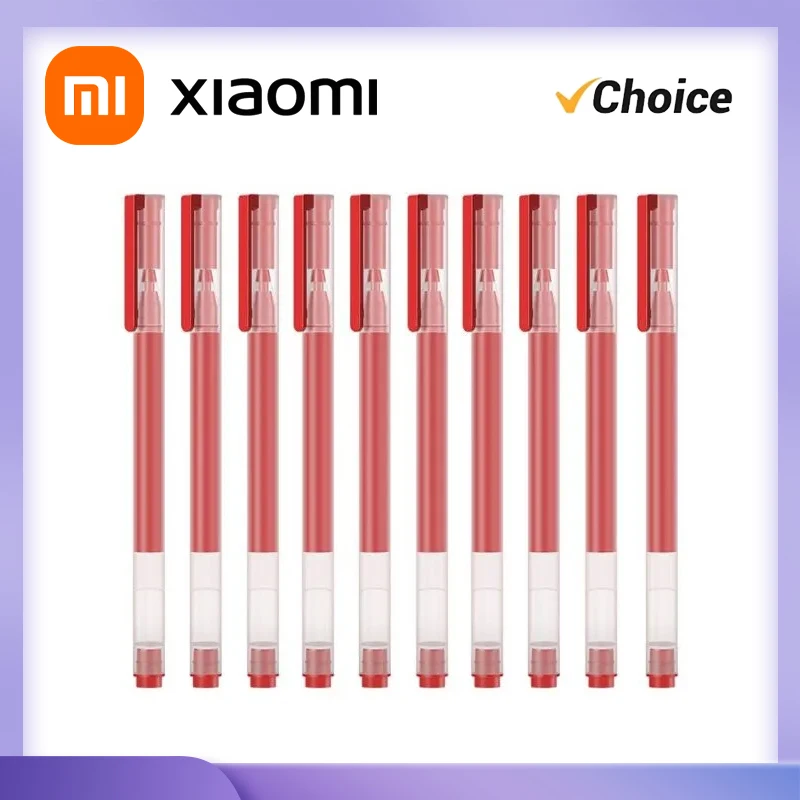 Xiaomi-Super Durable Sinal de Escrita Caneta, Caneta Gel 0.5mm, Canetas Assinatura, Suave Suíça Refil, Tinta Preta Vermelha, Caneta Esferográfica