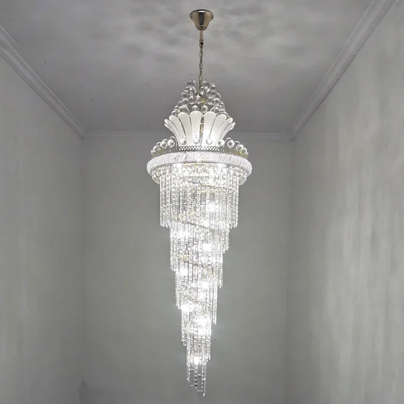 Large Gold Imperial Crystal Chandelier For Hotel Hall Living Room Staircase Hanging Pendant Lamp European Big Lighting