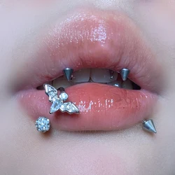1pc Punk Cool Bat Lip Ring C-shaped Stainless Steel Zircon Labret Piercing Lip Ring Cartilage Fashion Body Jewelry Gifts