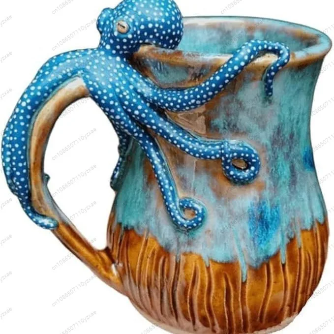 

Household dark blue octopus resin mug