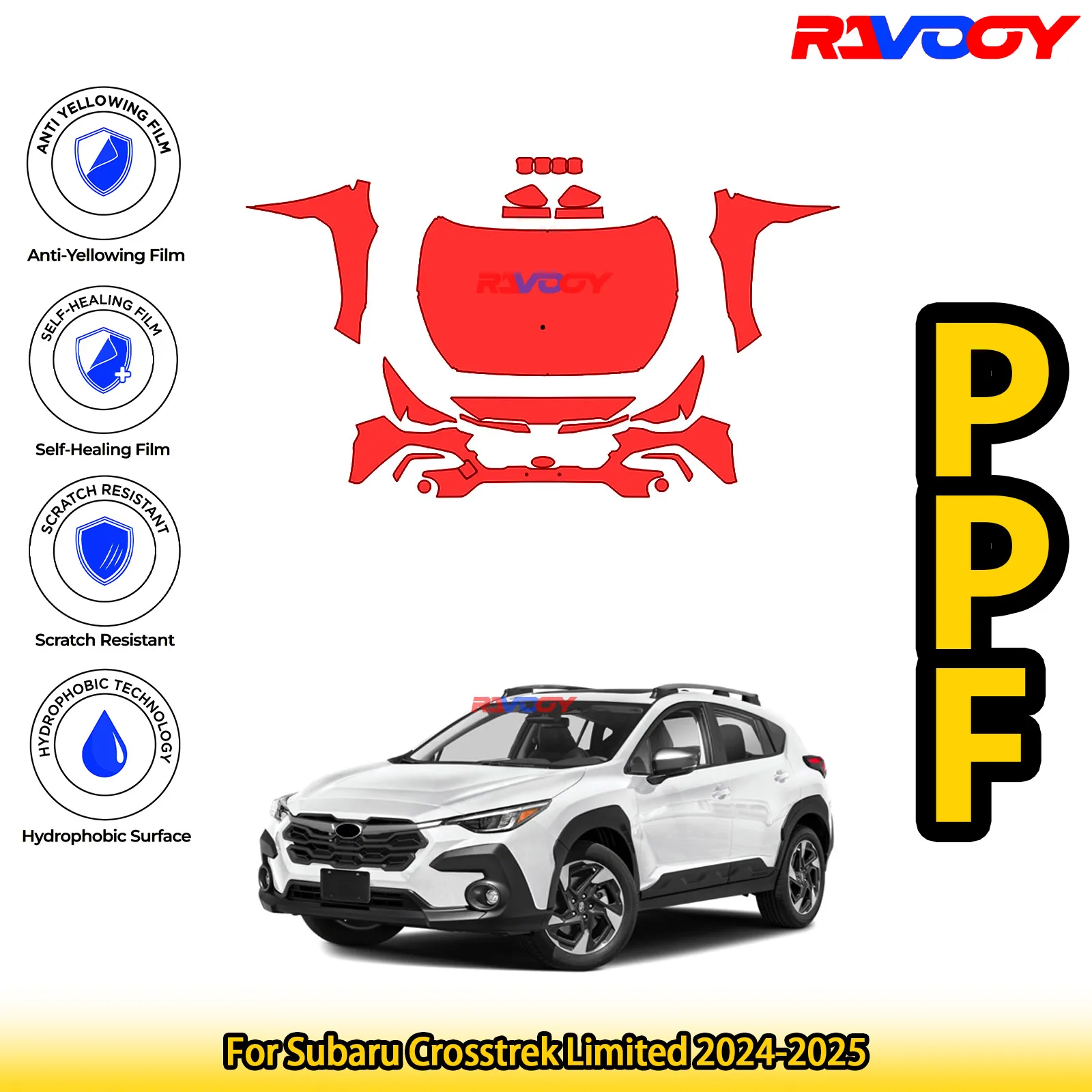 

Для Subaru Crosstrek Limited 2024-2025 глянцевая матовая черная предварительно вырезанная передняя защитная пленка PPF Kit