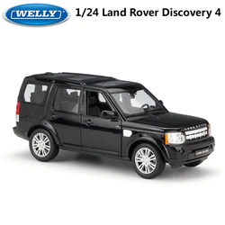 Welly modelo de carro 1:24 diecast clássico liga carro brinquedo land rover discovery 4 fora de estrada metal carro de brinquedo para crianças presentes coleção