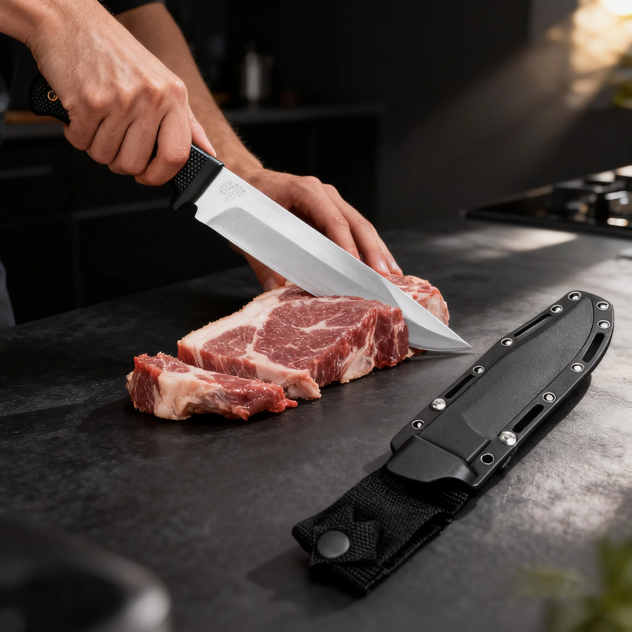 1/2 Set of Fixed Blade Kitchen Knive with Sheaths Multi-Functional Kitchen Knives for Meat and Fruits Boning and Slicing Knives