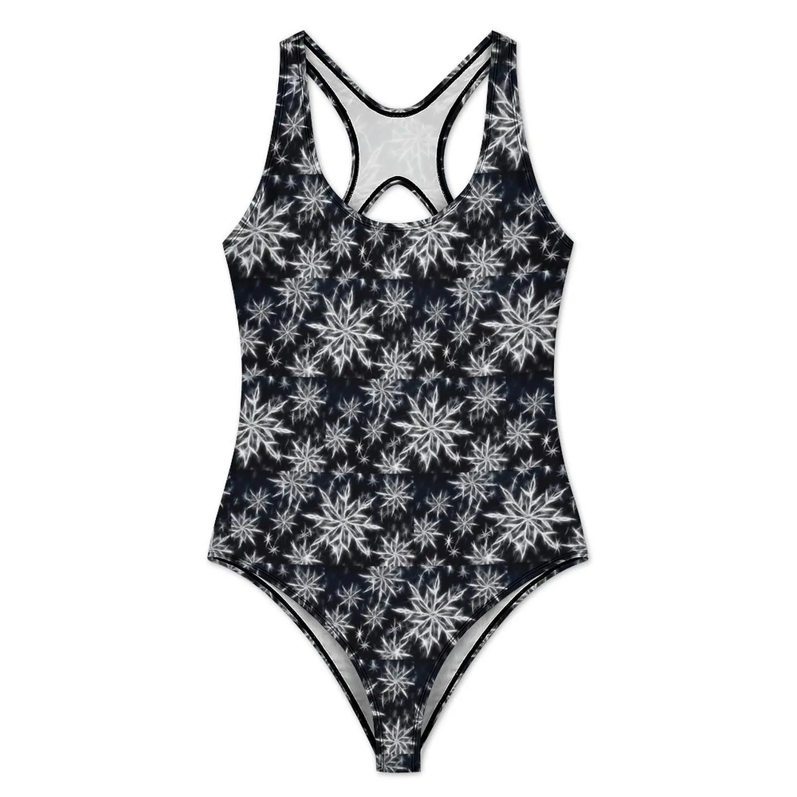 Snowflake Swimsuit Vintage Print One Piece Swimwear Push Up Aesthetic Monokini Sexy Holiday Surf Design Beach Wear