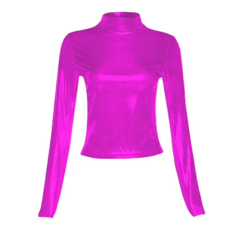 Pullover Long Sleeve Top Fitted Urban with T Shirts Crew Neck No Ironing Regular Sleeve Slim Fit Autumn Half High Neck for Women