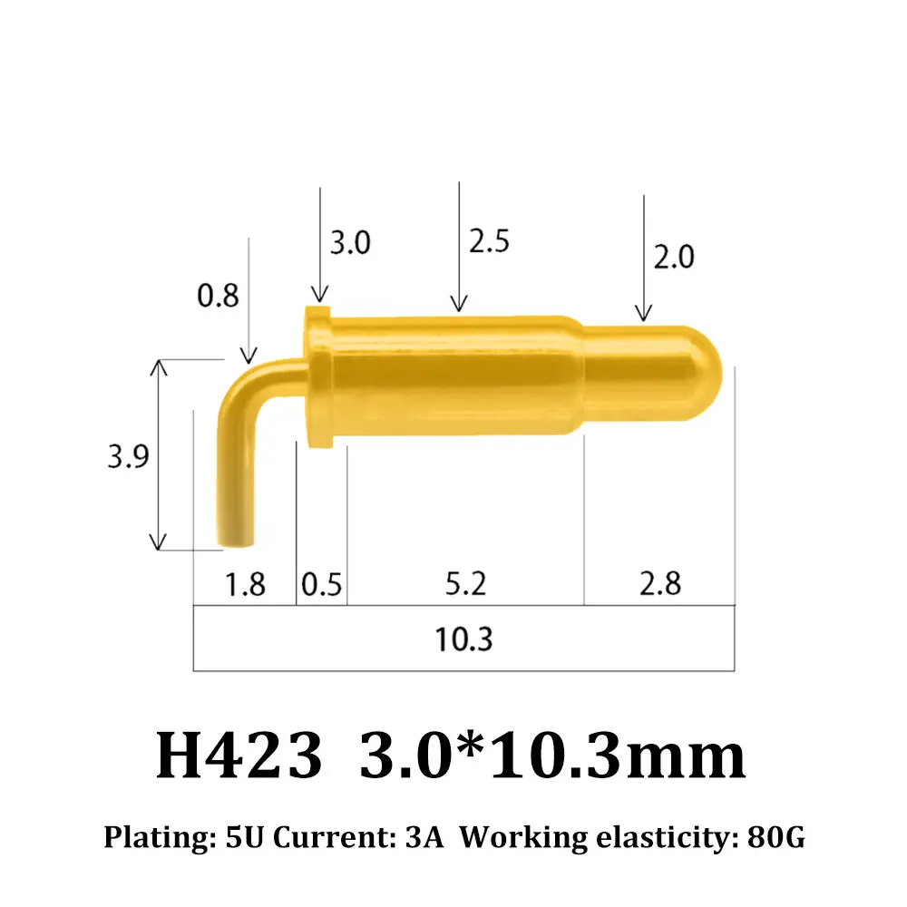 1Pcs High Current Bending thimble Spring Loaded Pogo Pin Connector Power Heavy Current Battery Connector POGOPIN Header Charge