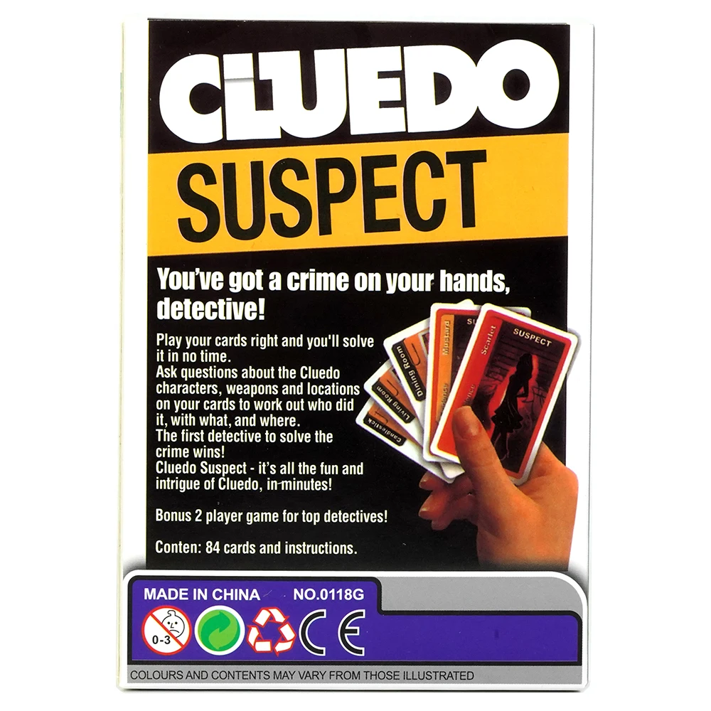 Cluedo Suspect Card Game All The Fun of Clue Clue do Suspect Family Party Game