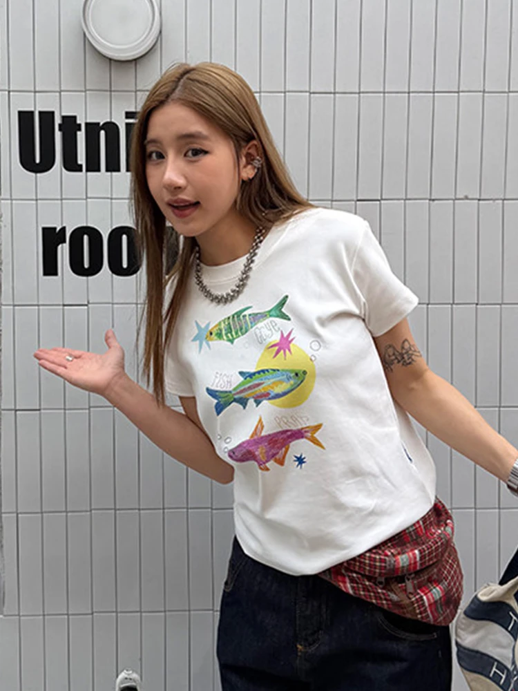 Tonngirls Harajuku Print T-Shirt Damen Koreanischer Stil Kurzarm-T-Shirt Y2k Japanische Vintage-Grafik-Tops Ästhetisches 2000er-T-Shirt – Detail 9