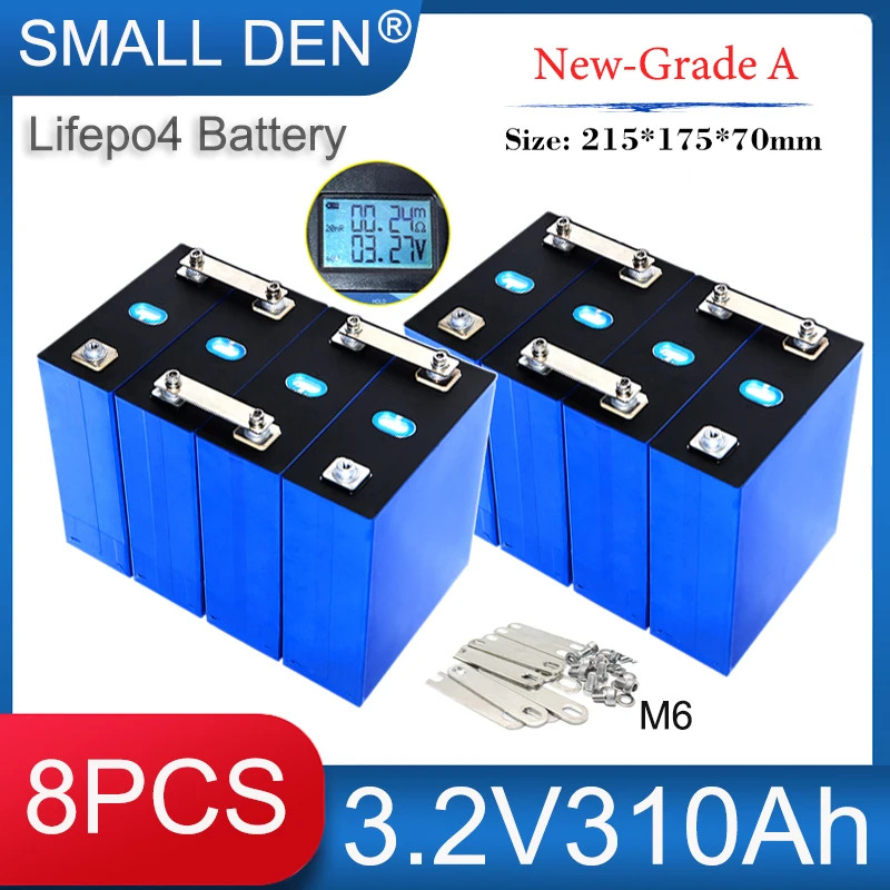 

8PCS Grade A 3.2V 310Ah Lifepo4 Battery 3C Discharge 4000 Cycle DIY 12V 24V 36V E-Car RV Tourist Vehicle Inverter Solar storage