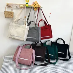 Bolsos cruzados de poliéster de pana para mujer, bolso de mensajero Vintage, mochila de hombro, 7 colores, moda