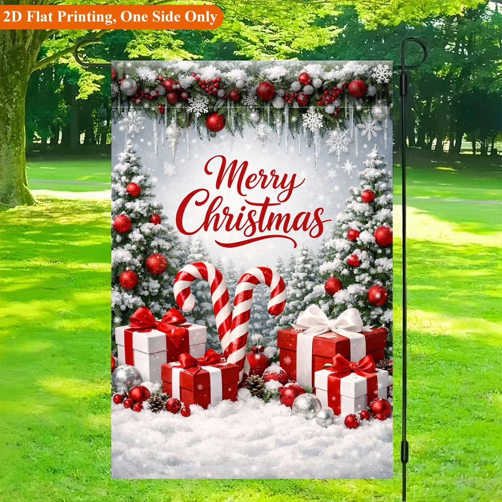 2D Garden Flag 1 Piece, Christmas Snow Gifts and Decorative Garden Flag - Single Side Printed Outdoor Garden Home Decor, Holiday Decor, Durable Polyester, 11.8x17.7 Inches, Excluding Flagpole