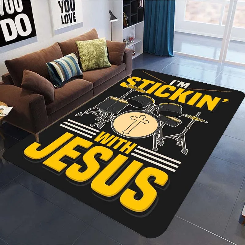 Drum Kit Music Instruments Drummer Rock Area Rugs for Living Room Bedroom Decoration Rug Children Play Room Mat Anti-slip Carpet