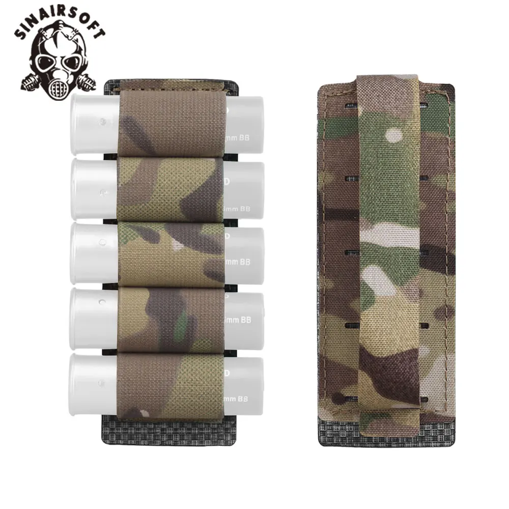 Tactical Ammo Pouch Molle 5 Rounds 12 Gauge Shotgun Hanging Sticker Holder Bullet Cartridge  Hunting Gun Accessories