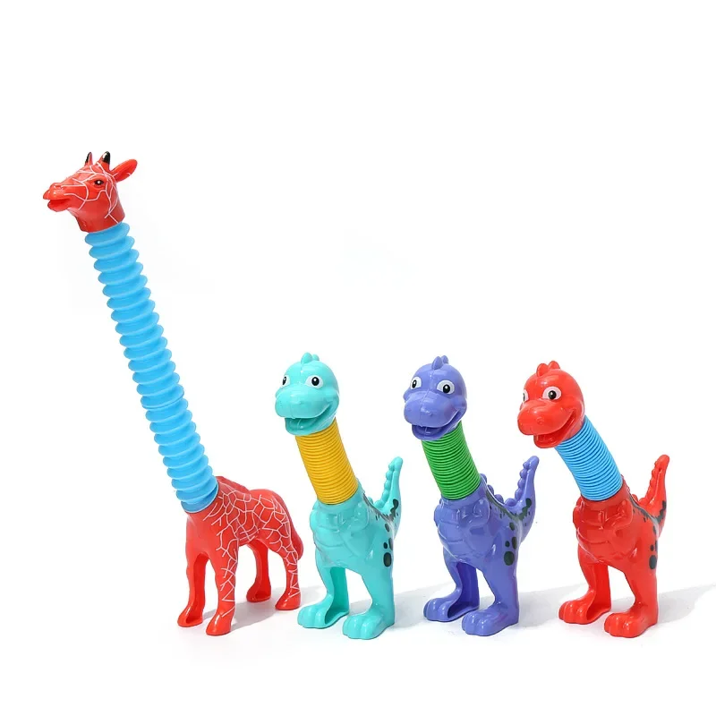 Kawaii Pop Tube Giraffe Anti-stress Toys Push It Bubble Balls Decompression Pipe Vent Fidget Toys for Kids Toddler Adults Gifts