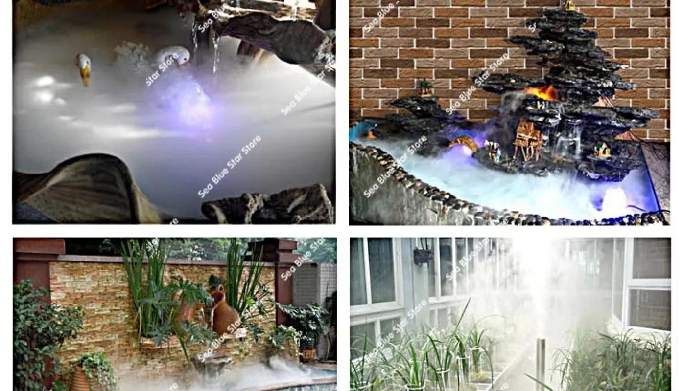 3-Head Stainless Steel Ultrasonic Atomizer Rockery Fish Atomization Landscaping Fruit and Vegetable Food Humidification