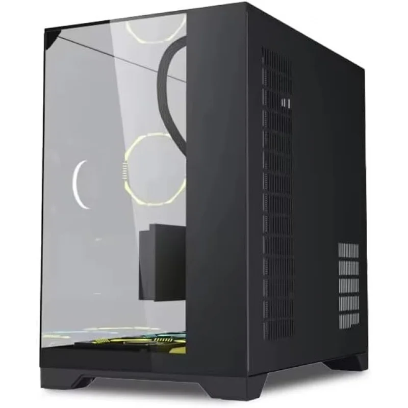 GAMING O11 Vision Caja compacta para PC ATX Mid Tower de acero inoxidable negro con soporte trasero de contacto - O11VPX Caja negra para PC