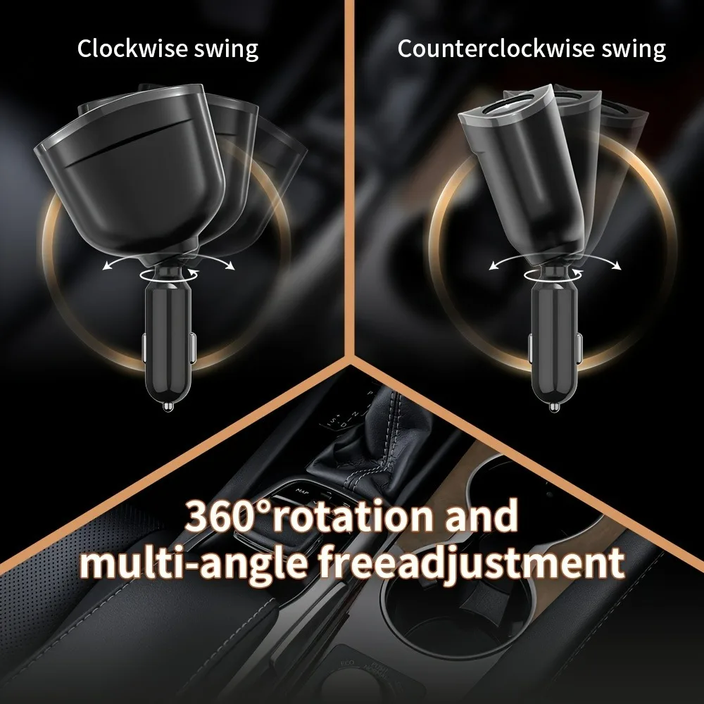 66W 4 Ports Car Charger Fast Charging USB Type C Car Phone Charger For iPhone Xiaomi Samsung Car Cigarette Lighter Power Adapter