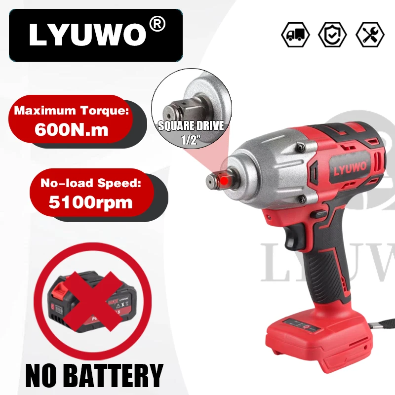 High Torque Electric Wrench Woodworking Shelf Auto Repair Tools Electric Screwdriver Rechargeable Lithium Battery Wrench