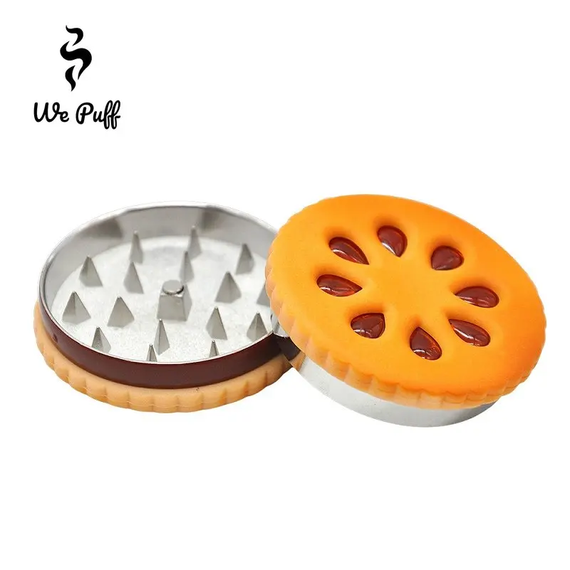 WE PUFF Biscuits 56mm Herbs Grinder Cleaning Metal Pointed Gear Manual Tobacco Grinders Smoking Accessories Gadgets for Men