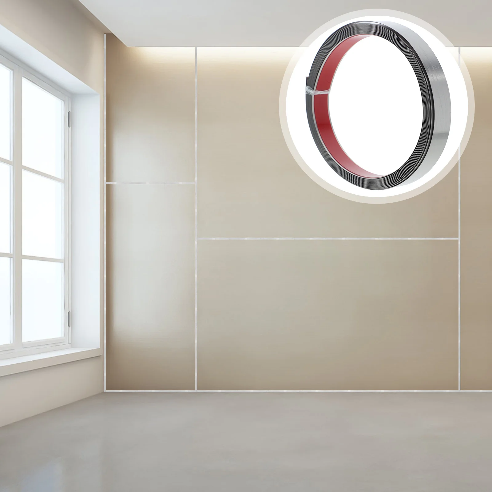 

1 Roll Stainless Trim Self Adhesive Wall Molding Peel Stick Metal Decorative Strip for Ceiling Wall Mirror Frame