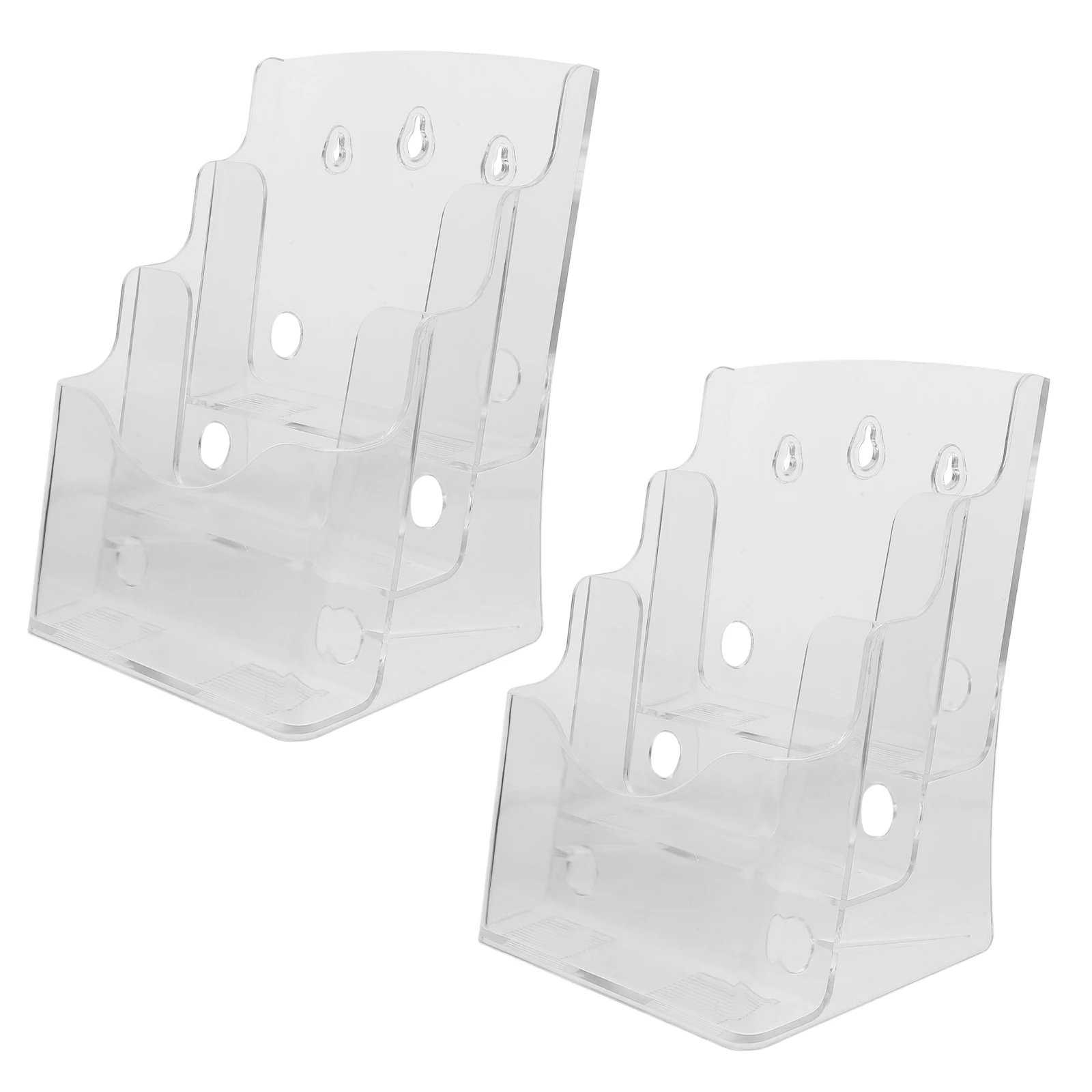 

2Pcs Transparent Data Shelf Pamphlets Holder Magazine Card Display Brochures Wall Mount Acrylic Material Stable