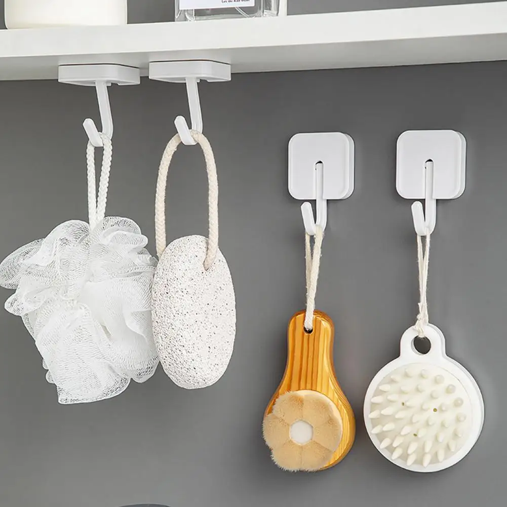 4 Pcs Wall Hooks Self-adhesive Great Load Bearing Anti-slip Punch-free Kitchen Bathroom Towel Bath Ball Clothes Hanging Hooks Un