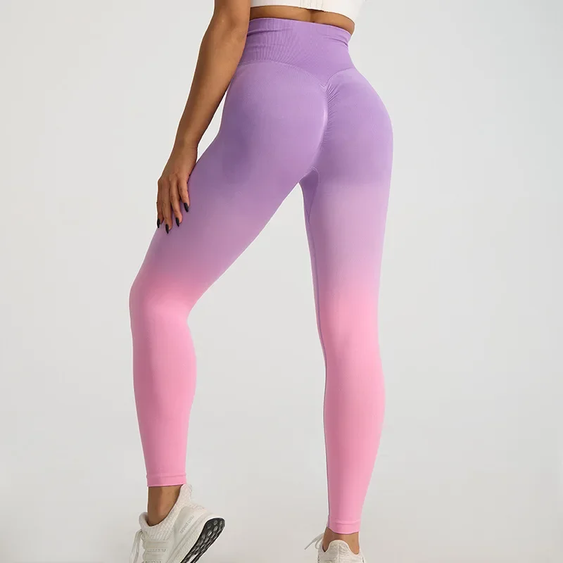 Mileegirl Perzik Hip Yoga Broek voor Dames, Gradiënt Sportlegging, Gradiënt Gym Fitness Scrunch Panty, Workout Hardloopbroek