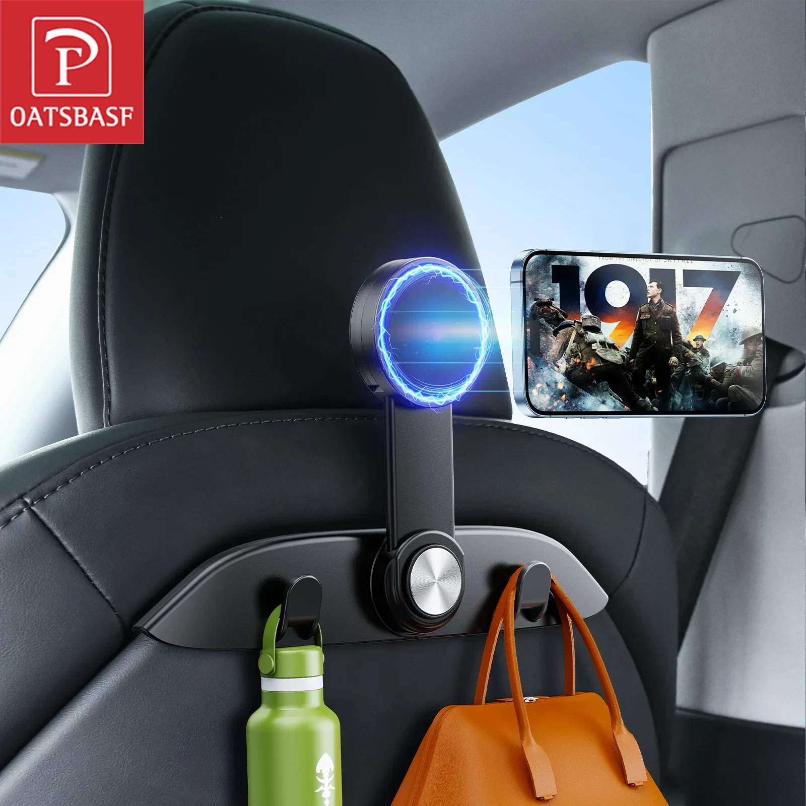 

Oatsbasf Magnetic Car Phone Holder For Tesla Model 3/Y/3 Highland with Headrest Hooks 360° Rotate Clip Car Accessories Interior