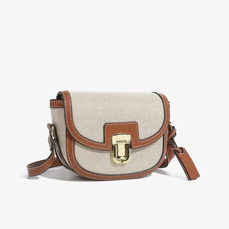 Bolso cruzado de Color contrastante para mujer, bolsa de hombro versátil Retro, grupo pequeño