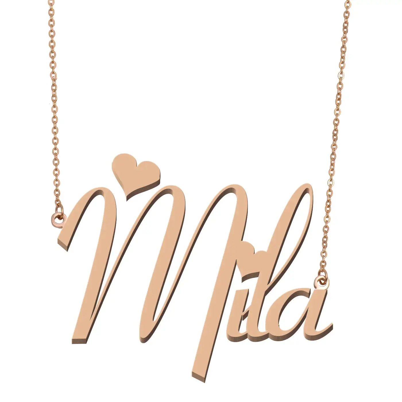 

Mila Name Necklace for Women Girl Personalized Stainless Steel Gold color Nameplate Pendant Jewelry Annivesary Mom Gift