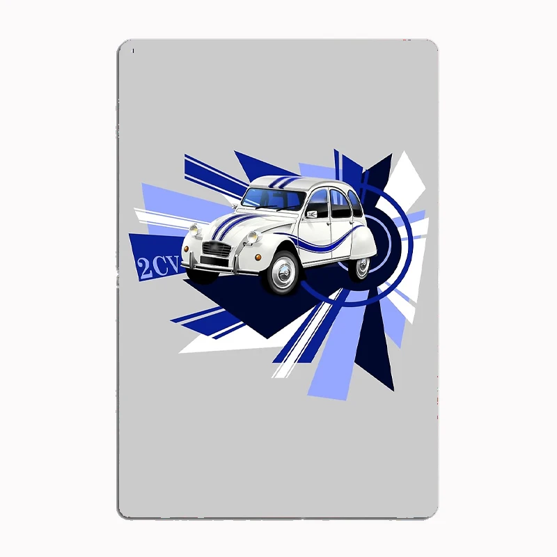 2CV Illustrated Graphic Artwork Metal Sign Poster Garage Decoration Room Decor Automobile Club Tin Home Decor