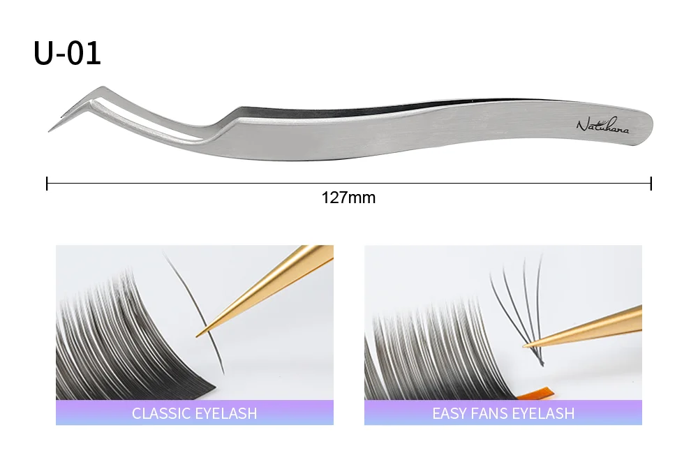 NATUHANA Wimpernverlängerungspinzette aus Edelstahl, hochpräzise, superharte antistatische Pinzette aus Edelstahl, Make-up-Werkzeuge