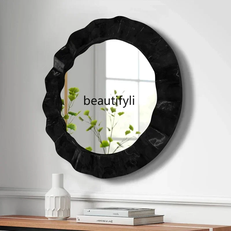 

Retro round bathroom mirror, Ymerican wall-mounted hotel decoration, French vanity mirror entrance mirror