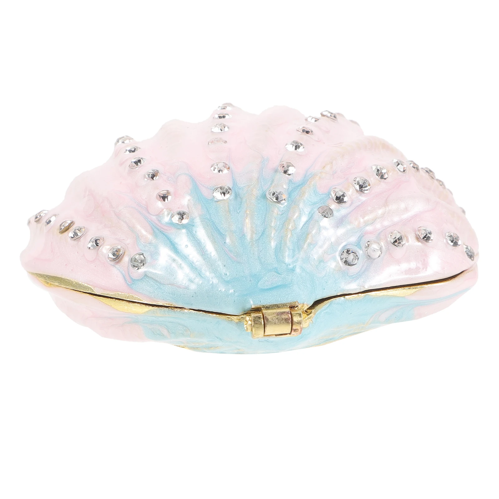 

Seashell Jewelry Pink Gradient Crystal Enamel Storage Case for Rings Earrings Necklace Home Seashell Trinket Box Gift